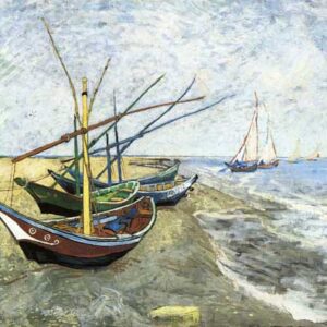 Barcos de Pesca en la Playa de Saintes-Maries-de-la-Mer -  Vincent Van Gogh