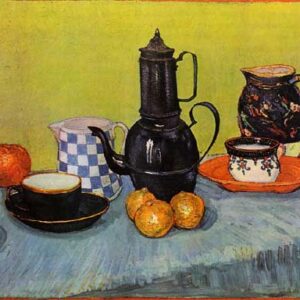 Naturaleza muerta, cafetera de esmalte azul y fruta -  Vincent Van Gogh